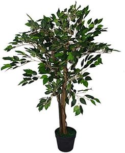 Leaf Artificial Tree/Plant, Dark Green Ficus, 90cm
