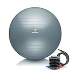 BODYMATE Exercise Ball - E-book with exercise guides included - Gym-quality Swiss balls for fitness, birthing, pregnancy - Air pump included - Anti-Burst - 55cm - Cool Grey Blue