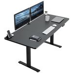 VIVO Electric Height Adjustable 180cm x 76cm Memory Stand Up Desk, Black Table Top, Black Frame, Standing Workstation with Preset Controller, 1B Series, DESK-KIT-1B7B