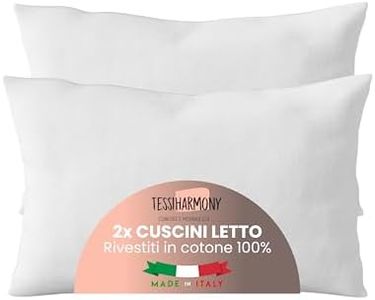 tessiharmony® Coppia di Cuscini Letto Matrimoniale 50x80 Guanciale Antiacaro Traspirante Anallergico Comodi Morbidi Alta qualità Artigianale Made in Italy
