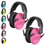 Beedove Noise Cancelling Ear Muffs for Kids, 2 Packs Foldable & Adjustable Ear Protection Safety Earmuffs with Soft Head Band, Adults Children Noise Reduction Earmuffs for Shooting(Pink)