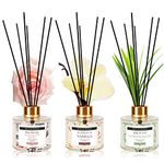 Soul & Scents Midnight Rose, Vanilla and Lemongrass Reed Diffuser Set|Free 6 Fiber Reed Sticks with Each|Toxin Free & Stress Relief|Room Freshener for Home, Bedroom|Combo Pack of 3-120ml Each