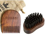 RUBAB MEN Premium Beard Brush & Beard Comb Combo Kit of 2 for Men | Nylon Bristles Beard Brush & Classic Wooden Beard Comb | Also Comes with Cool Carry Pouch | Made in India