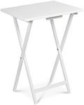 Unibos Foldable Side Table | Bedside Table | Sofa End Table | TV Tray Table | Sofa Bedroom Living Room Office | Coffee Table, Side Tables, Snack Tables | Table for Living Room | WHITE