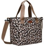 MIER Lunch Bags for Women Large Insulated Lunch Tote Bag Lunchbox Container for Work College Travel Beach, Adjustable Shoulder Strap, Leopard