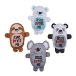 Fun Express - Jesus Loves Me Plush Animal Assortment - Toys - Plush - Bean Bag Animals - 50 Pieces