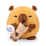 Snackles, Series 2, Capybara (Kung Fu Tea, Bubble Tea), Plush Toy, Cuddly Squishy Comfort Plush with License Snack Brand Accessory, Small (20 cm), Brown Box, (Capybara)