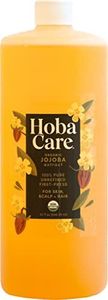 HobaCare Organic Jojoba Oil - 100% Pure Jojoba Oil, Unrefined Cold Pressed for Scalp & Nails - Moisturizing Body Oil for Dry Skin, Natural Hair & Beard Oil for Men, Women & Kids (32 fl oz / 946 ml)