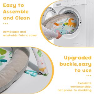 Baby Activity Gym Play Mat with Hanging Toys & Tummy Time Pillow – Newborn Floor Play
