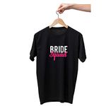 Bride Squad printed poly cotton Round Neck Casual T-shirt (Black) (Large 40)