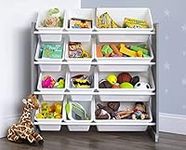 Lennox Furniture Toys Storage Organizer 12 bin in Grey