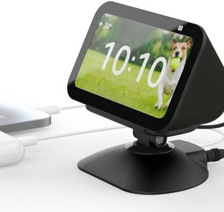 Adjustable Stand for Echo Show 5 (3rd) with USB-C and USB Charging Port, Tilt + Swivel Charging Station with Strong Magnetic for Charge Your Cellphones and Earbuds (Black)