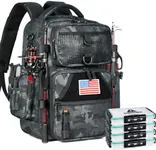 Ghosthorn Fishing Backpack with 4 Tackle Boxes, Instant Workstation, 2 Rod Holders, Waterproof Fishing Bag Large Storage Fishing Gear and Equipment (Black Camouflage)