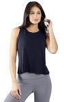 90 Degree By Reflex Hi Low Muscle Tank Top, Dark Navy, Small