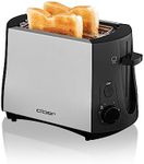 Cloer 3410 Toaster, 825 W, for 2 Toast Slices, Integrated Bun Attachment, Lifting Device, Crumb Tray, Frosted Heat-Insulated Metal Housing