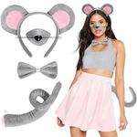 iZoeL Mouse Costume Set mouse ears headband mouse tail, rat ears headband grey mouse ears adult rat costume halloween mouse costume accessories animal costume for kids adult