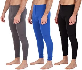 3 Pack:Mens Thermal Underwear Base Layer Fleece Lined Fly Long Johns Bottom Pants Warm Long Johns Compression Underpants Cold Tights Leg Warm termicos Hombre Leggings Training Tights Snow- Set 9, XXL