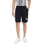 Van Heusen Athleisure Men Knit Shorts - Cotton Rich - Smart Tech, Easy Stain Release, Anti Stat, Ultra Soft, Moisture Wicking, Black (Large)