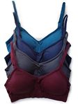 Kalon Women’s 4 Pack Demi Padded Bralette Wireless Comfortable Bra, Winter, M-L/Plus