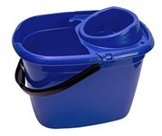 Abbey Plastic Mop Bucket with Wringer 12 Litre – Floor Bucket for General and Small Area Cleaning – Colour Coded Plastic Bucket with Side Lip for Easy Pouring - Cleaning Mop Bucket Blue