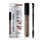 L’Oréal Paris Unbelieva-Brow, Eyebrow Gel, Waterproof Tinted Brow Gel that Stays for Up to 48 Hours, No Smudge, No Transfer, Sweat Resistant, Warm Brunette, 0.15 fl. oz.