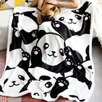 Jurllyshe Panda Throw Blanket Panda Plush Sherpa Fleece Blanket Panda Gifts for Girls Soft Warm Fuzzy Pandas Stuffed Animal Blankets for Kids or Adults All Seasons (Cute Panda, 50 x 60 Inch)