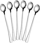 6 pics Long Handle Spoon Long Mixing Stirring Spoon for Iced Tea, Coffee Suitable for Tall Glasses, Cocktail Bar Stainless Steel Long Handle Spoon, Soda Spoon, Milkshake Spoon