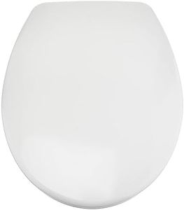 Amazon Basics - forma di O Sedile WC in urea, resistente, con chiusura ammortizzata e sgancio rapido, dimensioni universali, Bianco, 37 x 42.5 cm