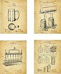 Beer Brewing Patent Wall Art Prints - set of 4 (8x10) Unframed - wall art for beer lovers