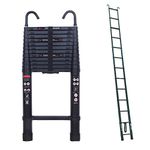 Extension Ladder with Roof Hooks 16.5 Feet Multi Function Step Ladders 330lbs Max Load Anti-Slip Rubber Feet Tall Loft Ladder Telescopic Save Space Retractable Portable Safe