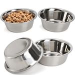 DEAYOU 4-Pack Stainless Steel Dog and Cat Bowl, Metal Food and Water Dish, 8" Basic Pet Feed Bowl for Large Medium Small Dog, 47 OZ Replacement Bowl for Elevated Stand, Kitten, Puppy, Dishwasher Safe