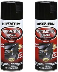 Rust-Oleum 252462-2PK Automotive Enamel Spray Paint, 12 oz, Gloss Black, 2 Pack
