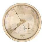 Traditional Weather Hygrometer, 3 in 1 Round Brass Case Barometer Thermometer Station Barometer