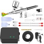 40 PSI Airbrush Kit, Multi-Function Dual-Action Airbrush Set, Air Brush Kit with Air Compressor 3 Gears Pressure Adjustable for Painting Art Model Makeup Nail Cake Decorating Tattoo