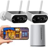 CAMCAMP Wireless Solar Security Camera System,Security Cameras Wireless Outdoor with Base Station,HDMI Output,PIR Motion Sensor,Color Night Vision, 2-Way Talk, SD/Cloud Storage,No Subscription