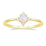 SHINYSO 14K Gold Plated Wedding Band for Women Thin Stackable Rings Opal Dainty Cubic Zirconia CZ Promise Engagement Ring Size 4-10, Metal, Created Opal