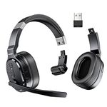 TECKNET Wireless Headset, Wireless Trucker Headset with Microphone Noise Cancelling 3 EQ Music Modes, Single and Dual Ear Wireless Headphones for Truck Drivers, Office, Call Centre, Work from Home