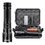 LUXNOVAQ 200000 Lumens Rechargeable LED Torch,XHP70 Torches LED Super Bright,Powerful LED Flashlight,Tactical Handheld Flashlights with 5 Modes,Waterproof Adjustable Camping Torch for Hiking,Emergency