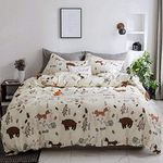 Jumeey Duvet Cover Bear Print 3 Pieces Animal Kids Bedding Sets Twin Yellow for Boys Girls 100% Cotton Hotel Quality Bedding Collection, Soft, Hypoallergenic