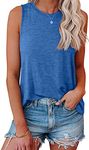 isermeo Summer Tank Tops for Women Camisole Loose Fit Casual Sleeveless Curved Hem Tops Blue M