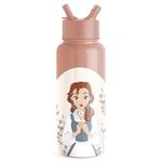 Simple Modern Disney Princess Water Bottle with Straw Lid Vacuum Insulated Stainless Steel Metal Thermos | Gifts for Women Men Reusable Leak Proof Flask | Summit Collection | 32oz Belle on Mauve