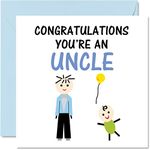 New Baby Card - Congratulations You're an Uncle Newborn Baby Cards, Well Done Congrats New Baby Cards, Welcome To The World Home Gifts, 145mm x 145mm Baby Greeting Cards for Uncles