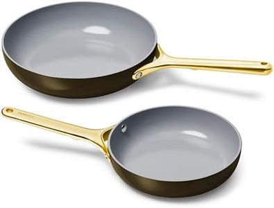 Caraway Fry Pan Duo - Nonstick Ceramic Frying Pan (8" & 10.5”) - Non Toxic, PTFE & PFOA Free - Oven Safe & Compatible with All Stovetops (Gas, Electric & Induction) - Black