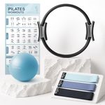 LIONSCOOL Pilates Ring Set - Includes Mini Ball, Fabric Resistance Bands, Guide & Bag (Deep Dive)
