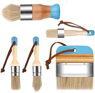Patelai 5 Pcs Chalk Wax Paint Brush Natural Bristles Chalk Paint Brushes DIY Painting and Waxing Brushes with Ergonomic Handles for Art Craft Furniture Waxing Painting Projects, 4 Size(Blue)