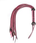 Genuine Leather Red & Black Cat-O'-Nine-Tails Whip | 16cm Handle & 48cm Tail | Hangable Equestrian Training Whip | Handcrafted Premium Horse Equipment