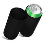 kwmobile Set of 2 Neoprene Can Coolers Compatible with 500ml Can - Keep Beer Soda Soft Drinks Cool - Black