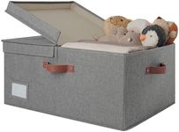 GRANNY SAYS Large Storage Bins with Lids, Decorative Storage Boxes, Fabric Storage Bins with Double-Open Lid and Divider, Collapsible Clothes Storage Bins, 63L Linen Sorage for Closet, Dark Gray