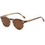 LOJUDI Kids Sunglasses Boys Girls - Polarised Round Childrens Sunglasses Mirrored Cool Style Retro Sun Glasses for UV400 Protection-Tea/Brown