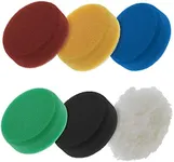 6 Pad Kit of 4" DA Polishing Pads with 5 Smooth Foam & 1 Wool Grip Pads - High Performance TCP Global Brand - Buff, Polish & Detail Car Auto Paint - Boat Gelcoat, Fiberglass Polisher Pads